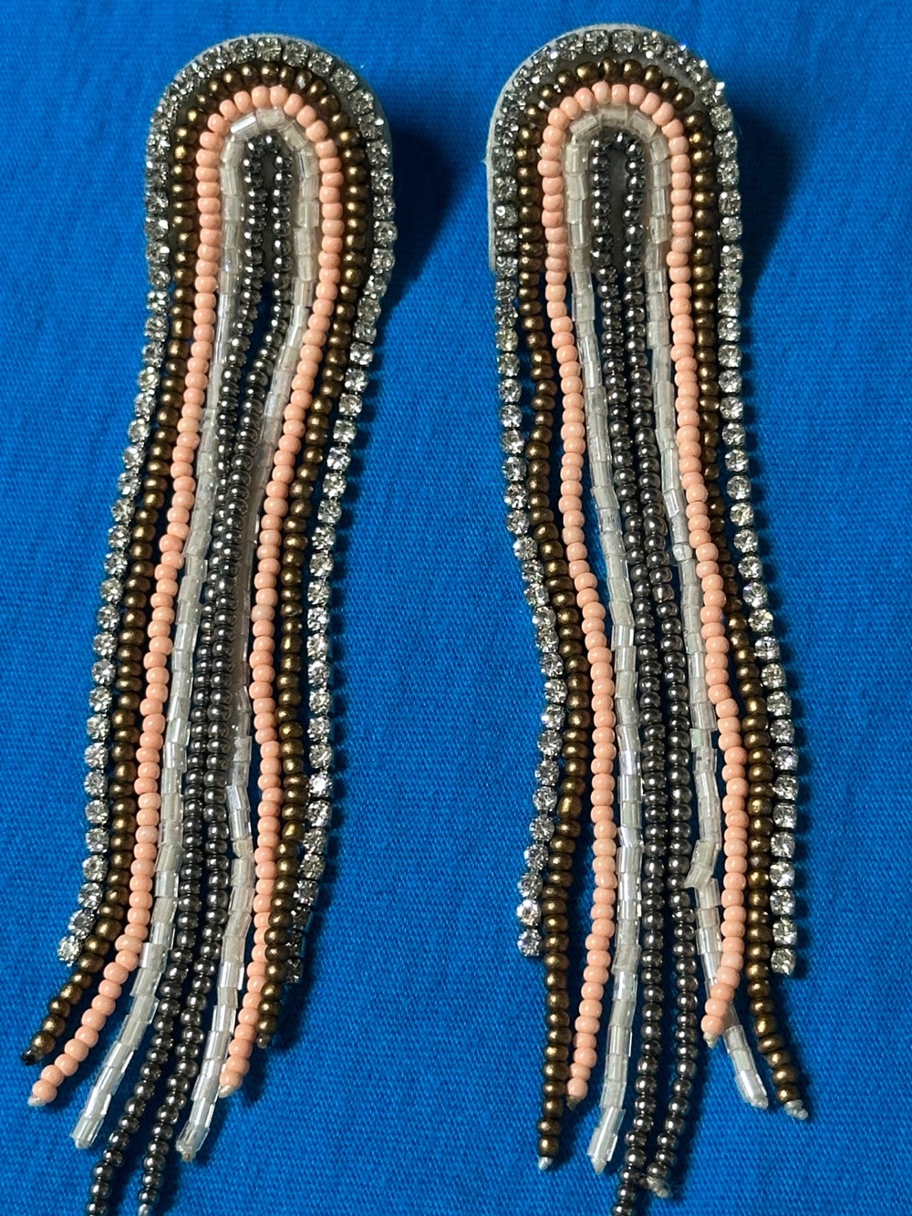 Boho fringe statement earrings | swing | seed beads | hippie | rainbow